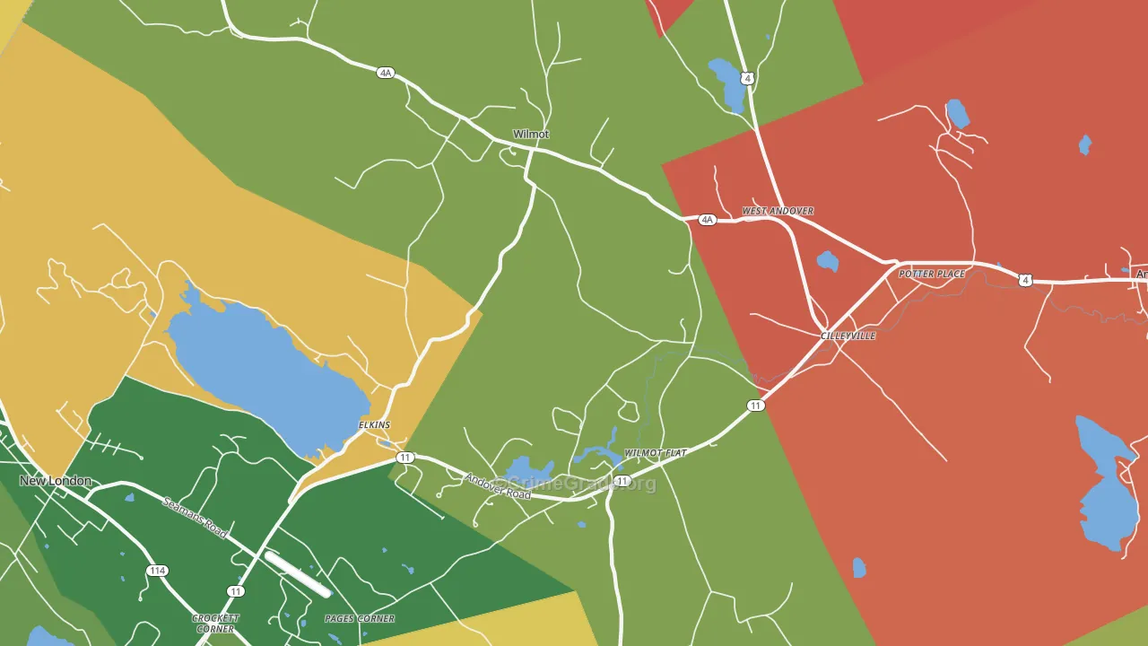 Wilmot, NH Map of Murder Rates