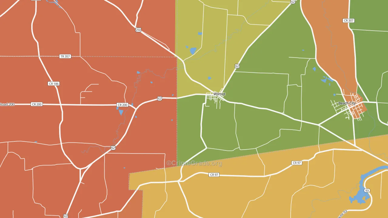 Wilmot, OH Map of Murder Rates
