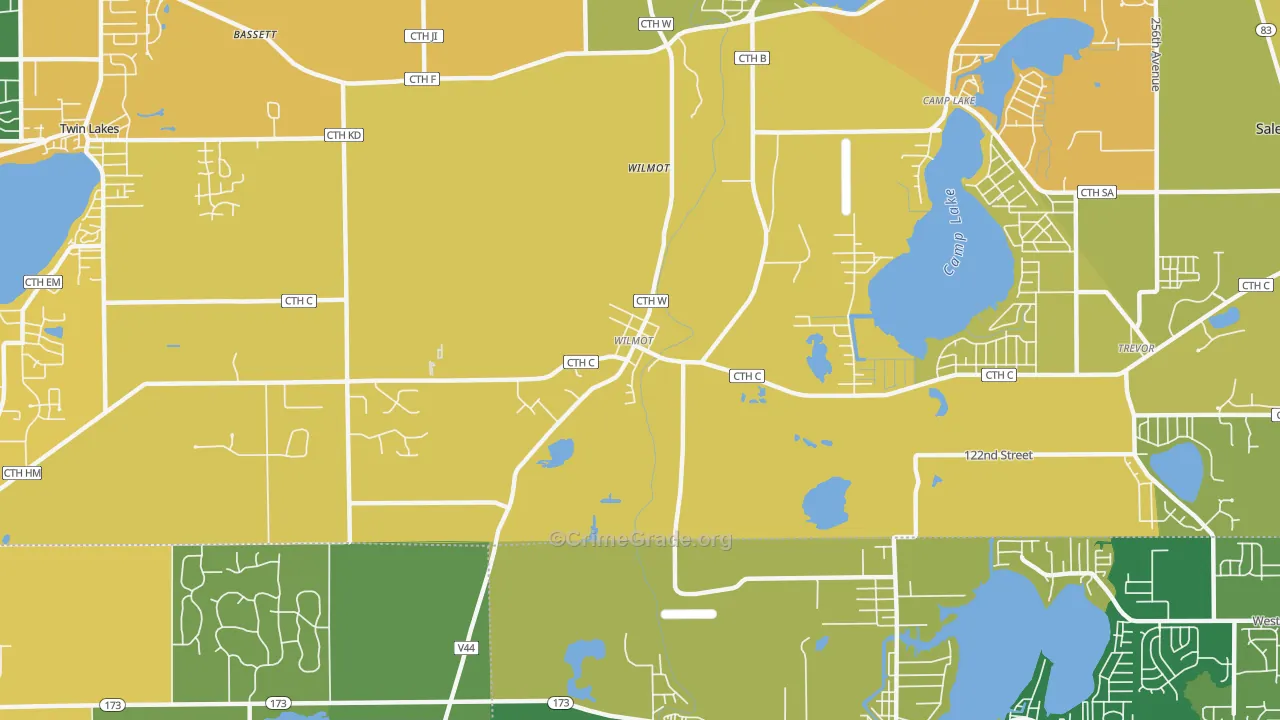 Wilmot, WI Map of Murder Rates