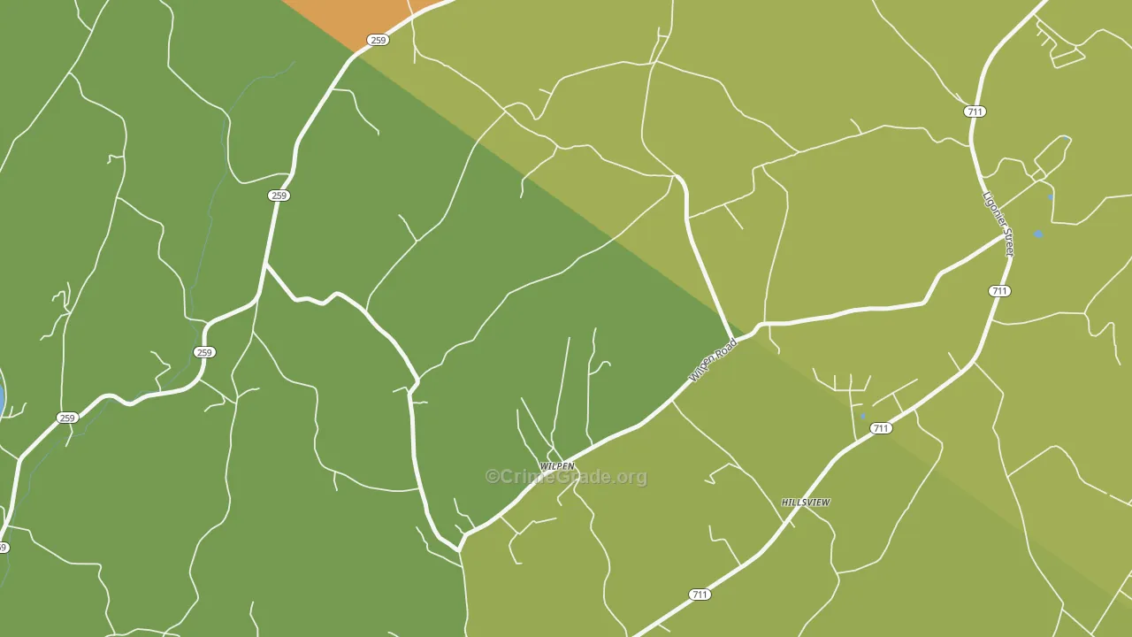 Wilpen, PA Map of Murder Rates