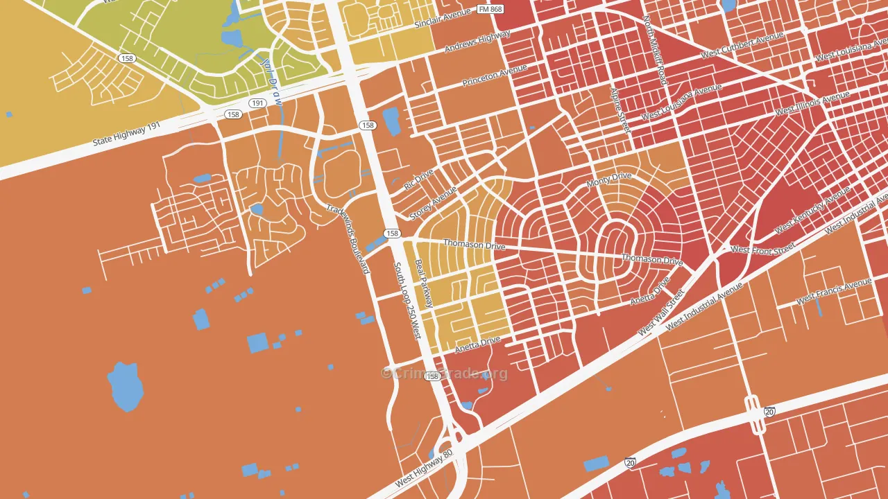 Wilshire Park, Midland, TX Map of Murder Rates