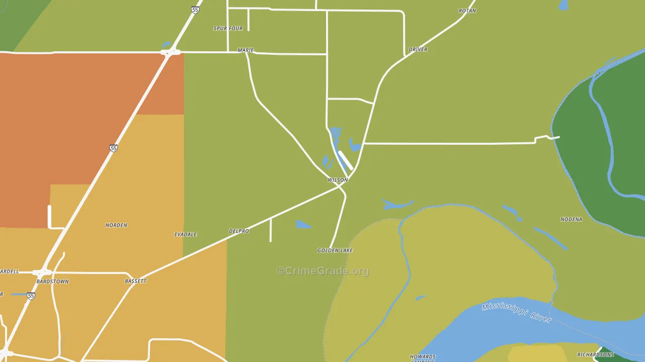 Wilson, AR Map of Murder Rates