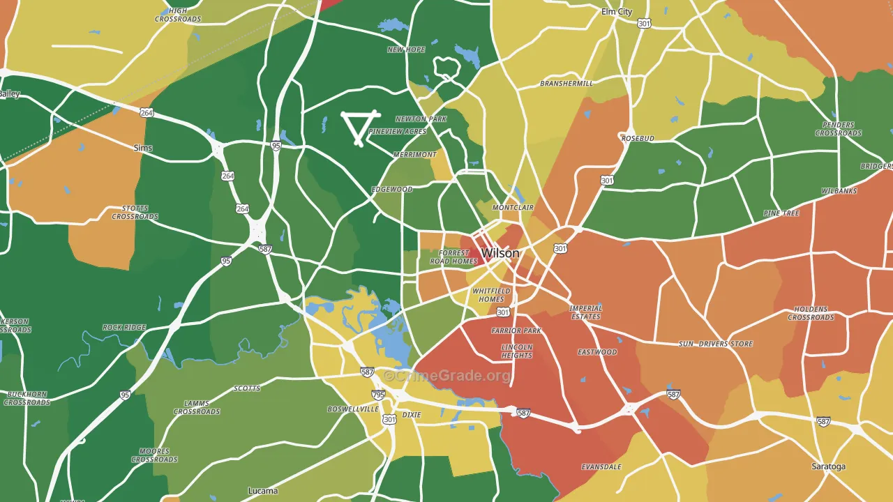 Wilson County, NC Map of Murder Rates