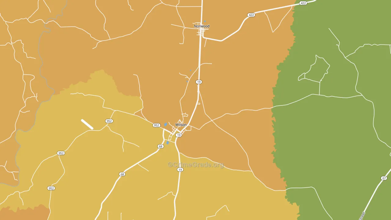 Wilson, LA Map of Murder Rates
