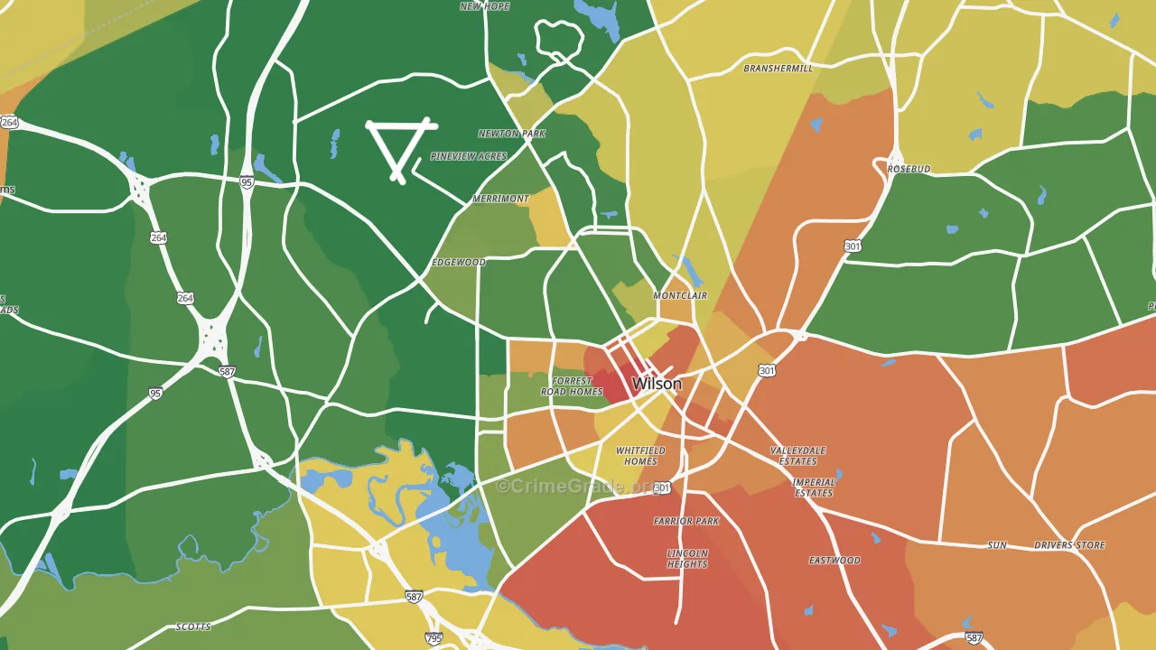 Wilson, NC Map of Murder Rates
