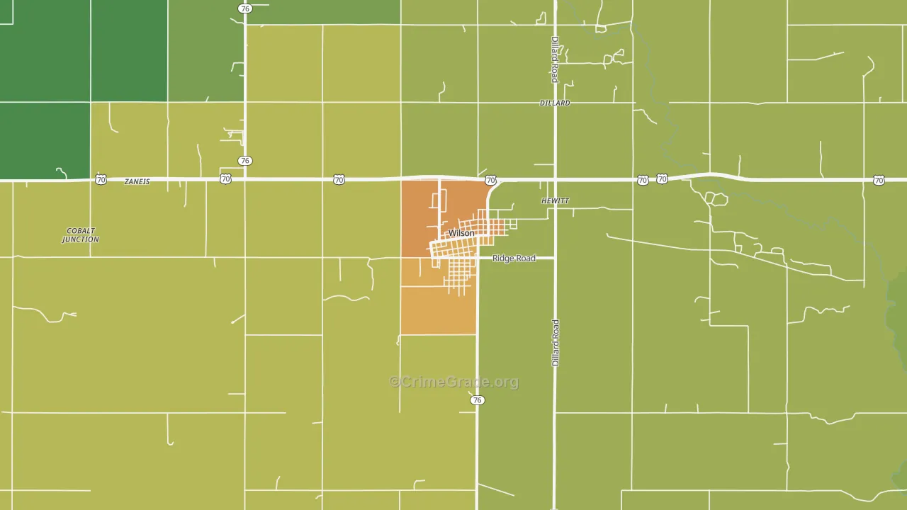 Wilson, OK Map of Murder Rates