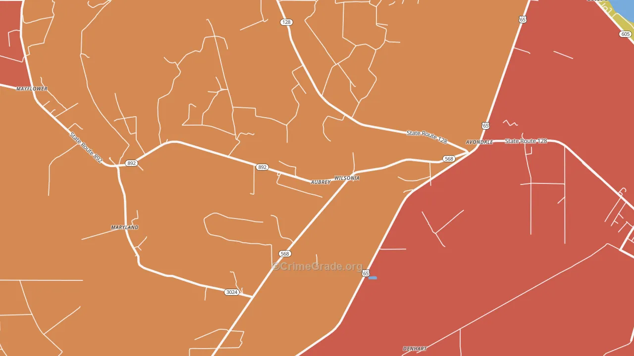 Wilsonia, LA Map of Murder Rates