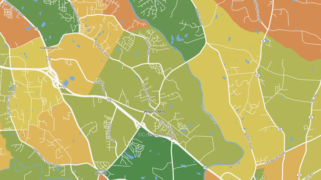 Wilsons Mills, NC Map of Murder Rates