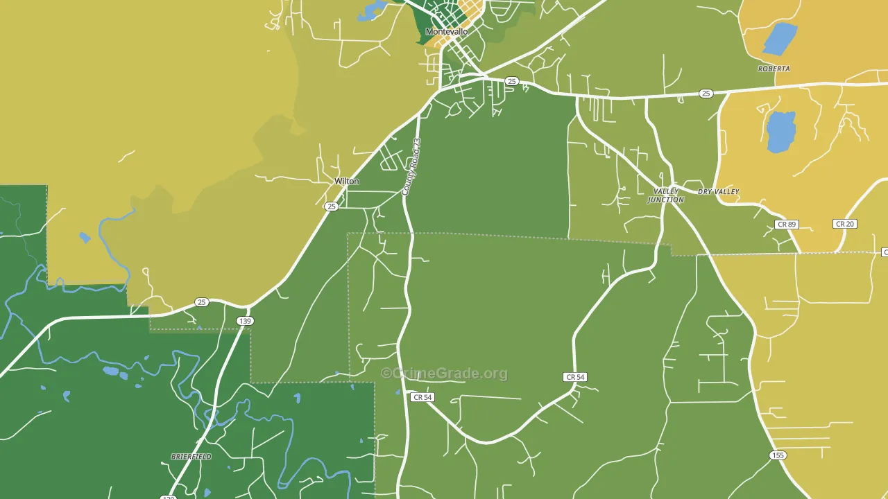 Wilton, AL Map of Murder Rates