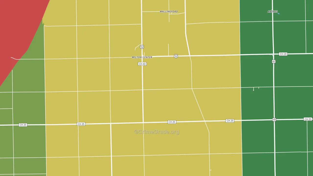 Wilton Center, IL Map of Murder Rates