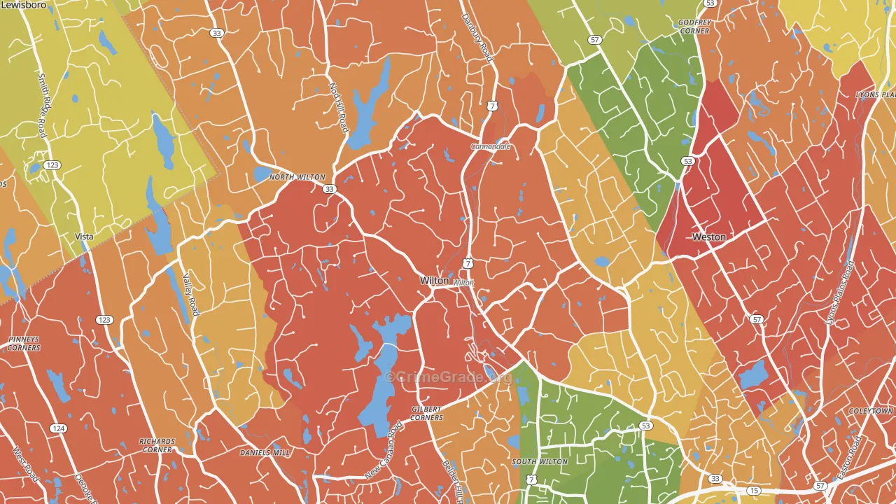 Wilton, CT Map of Murder Rates
