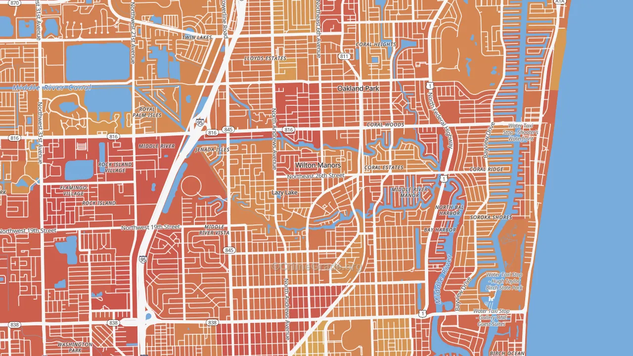 Wilton Manors, FL Map of Murder Rates