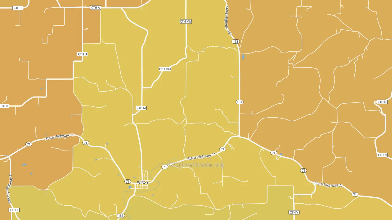 Wilton, WI Map of Murder Rates