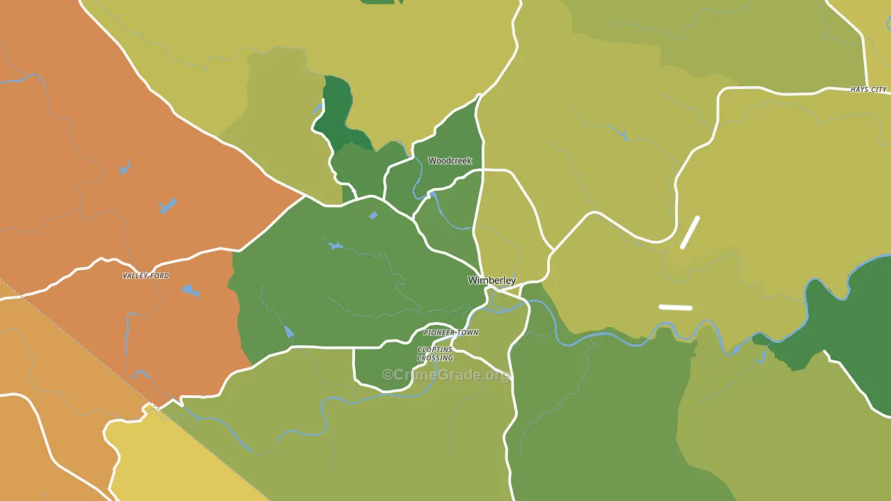 Wimberley, TX Map of Murder Rates