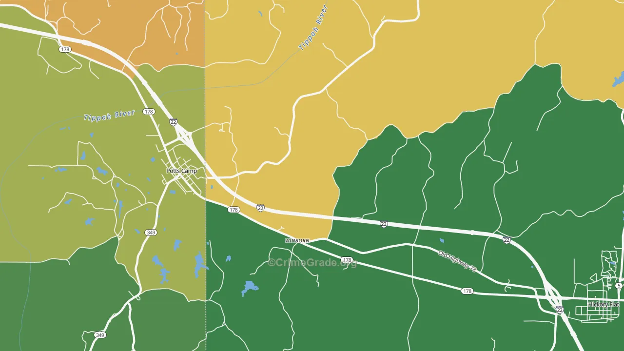 Winborn, MS Map of Murder Rates