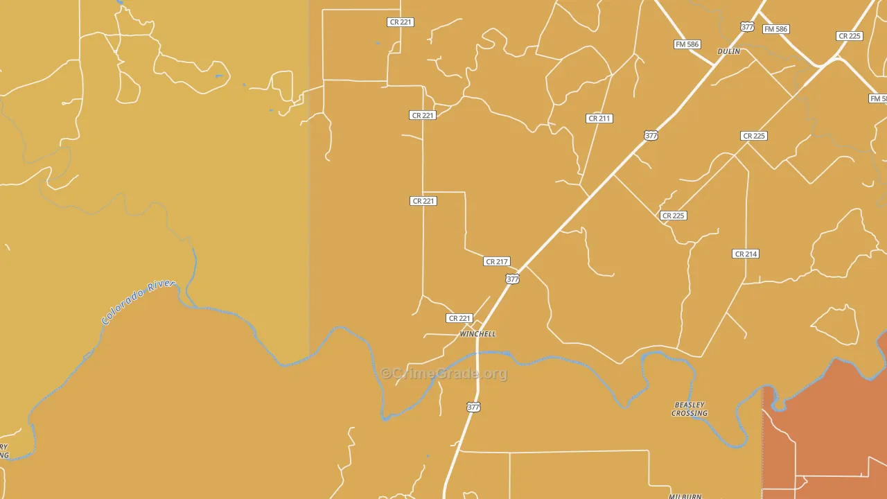 Winchell, TX Map of Murder Rates