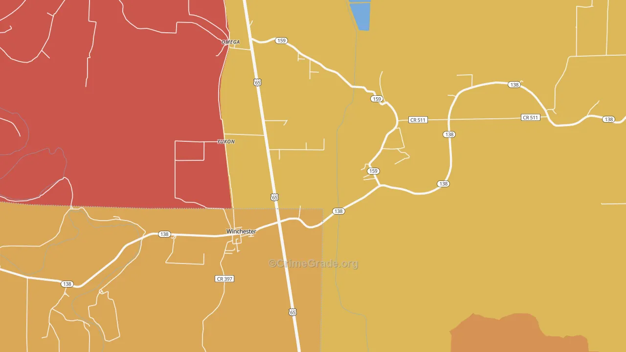 Winchester, AR Map of Murder Rates