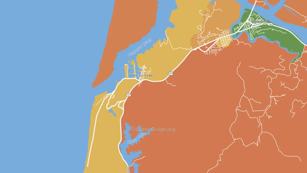 Winchester Bay, OR Map of Murder Rates