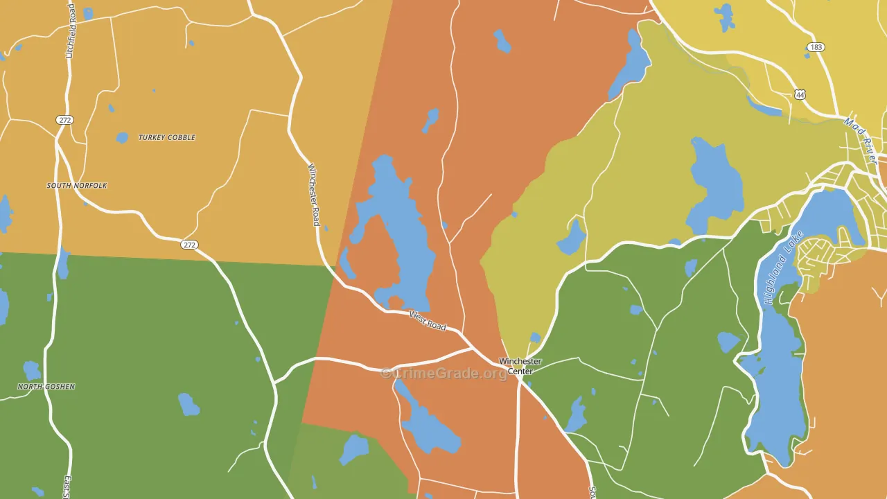 Winchester Center, CT Map of Murder Rates