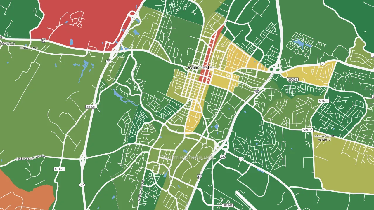 Winchester City, VA Map of Murder Rates