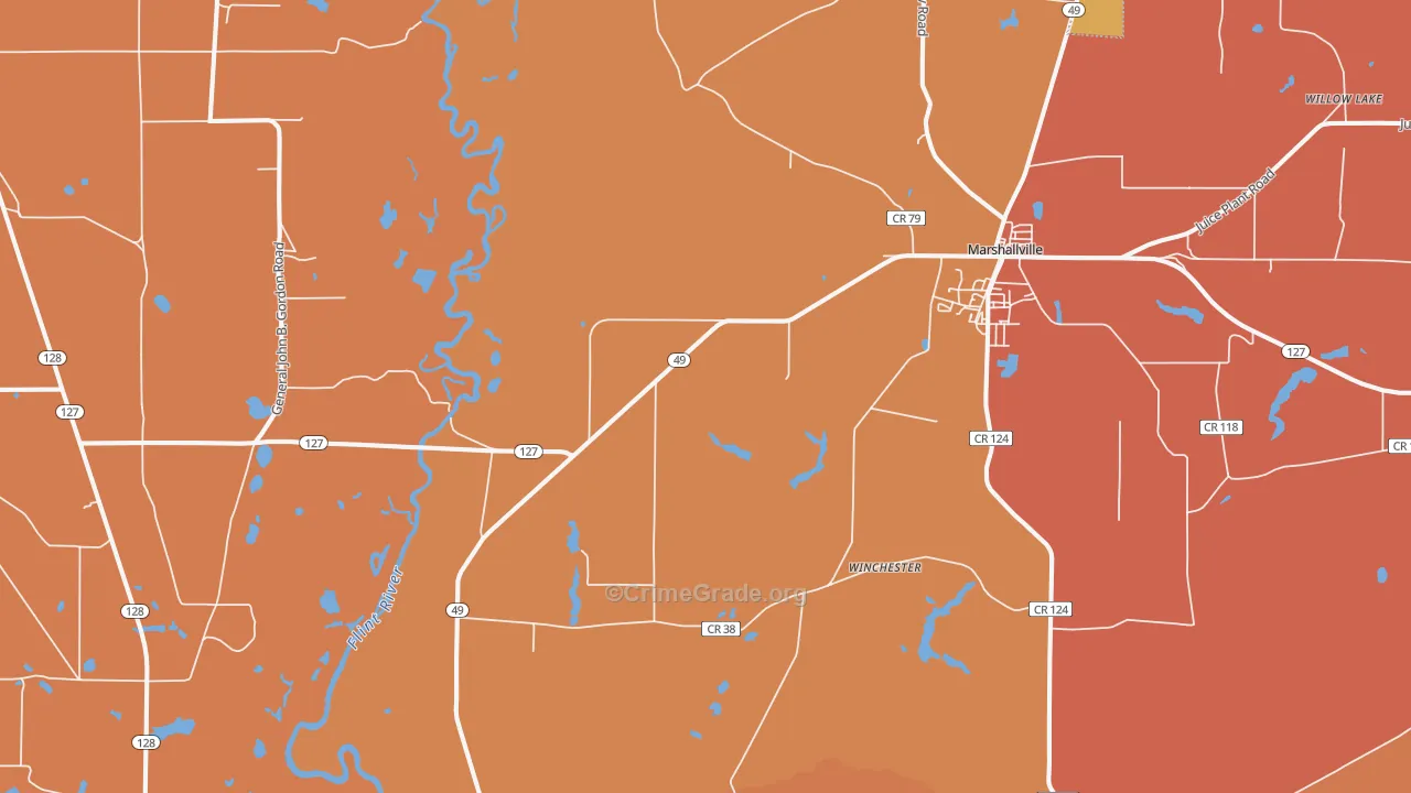 Winchester, GA Map of Murder Rates