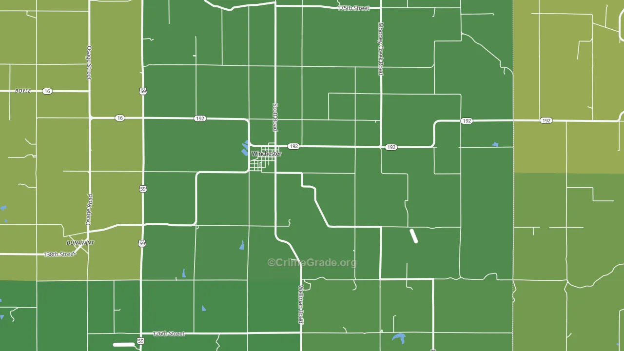 Winchester, KS Map of Murder Rates