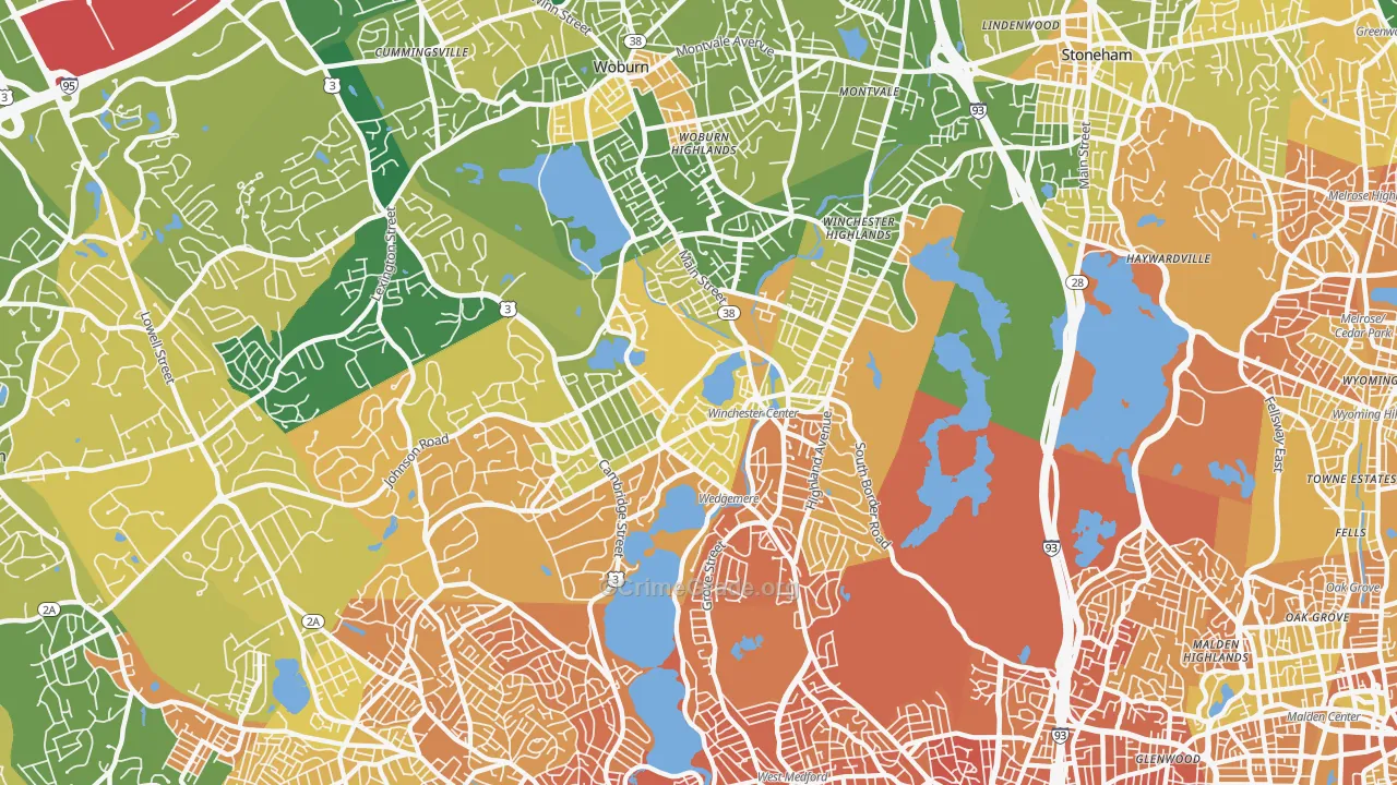 Winchester, MA Map of Murder Rates