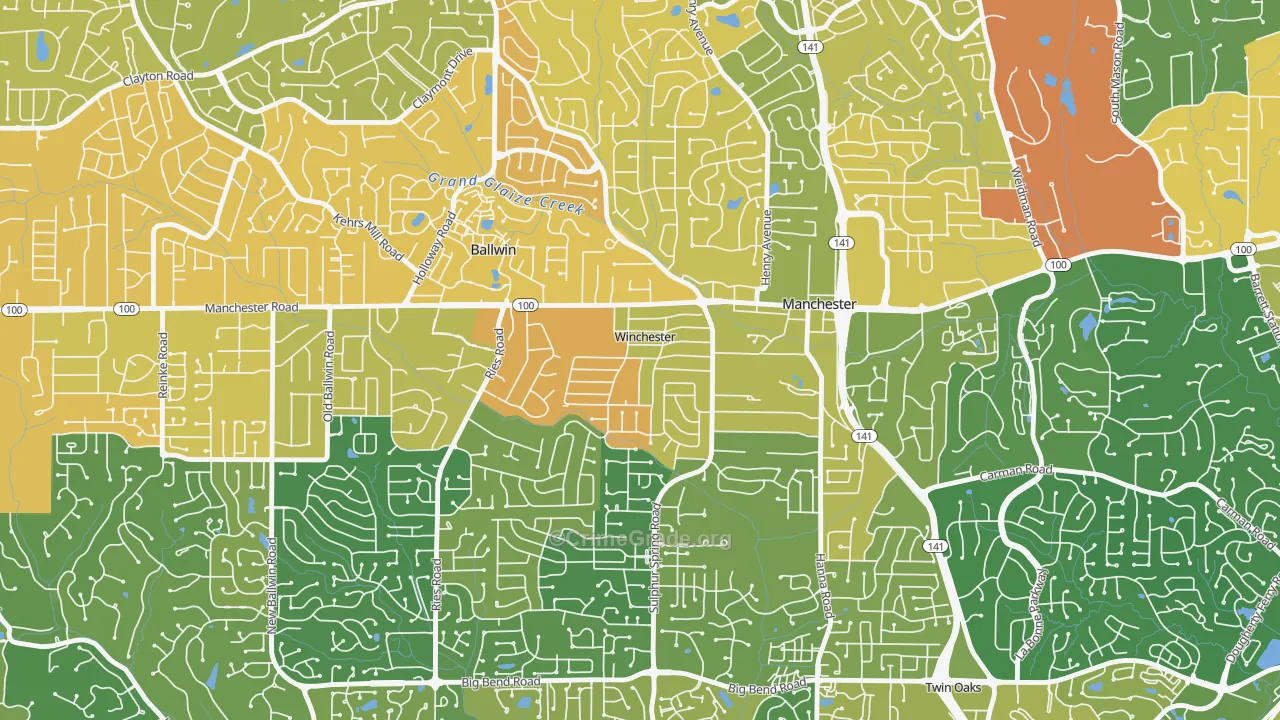 Winchester, MO Map of Murder Rates