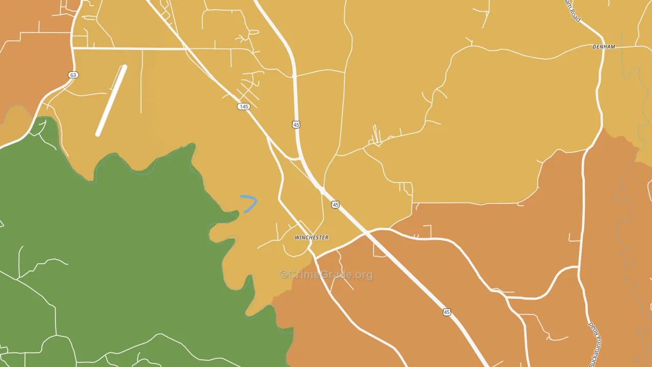 Winchester, MS Map of Murder Rates