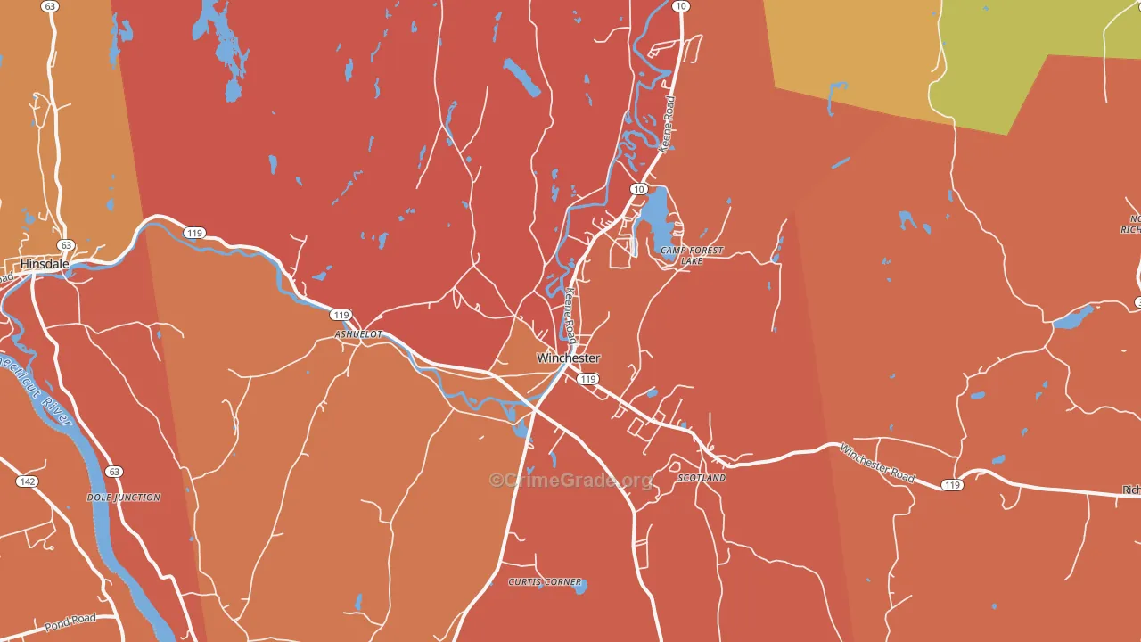 Winchester, NH Map of Murder Rates