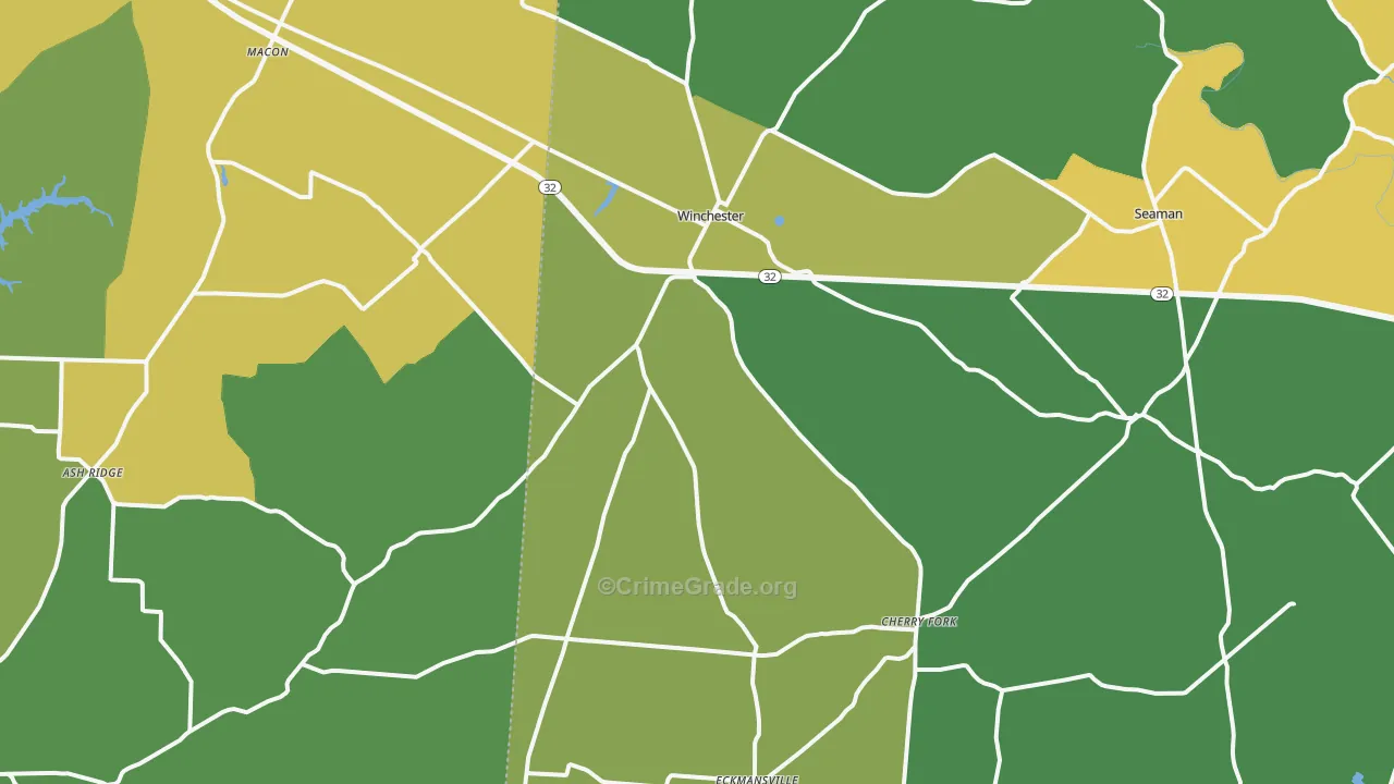Winchester, OH Map of Murder Rates