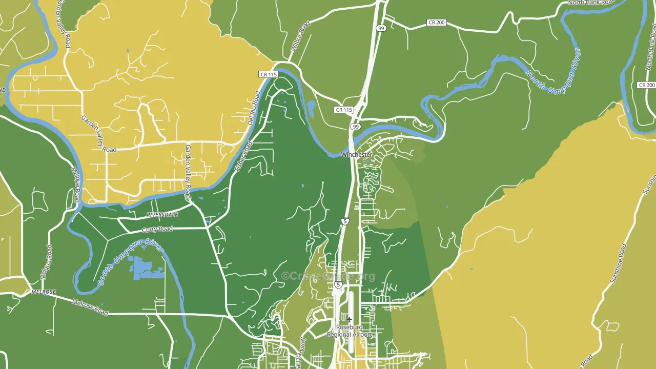 Winchester, OR Map of Murder Rates