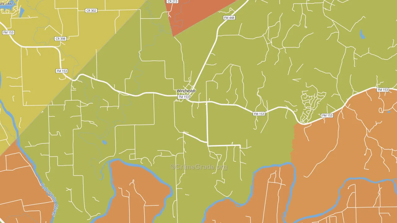 Winchester, TX Map of Murder Rates