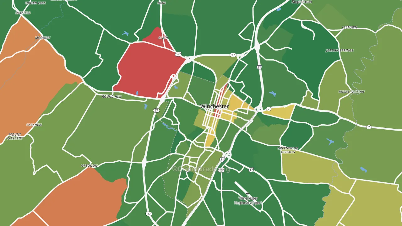 Winchester, VA Map of Murder Rates