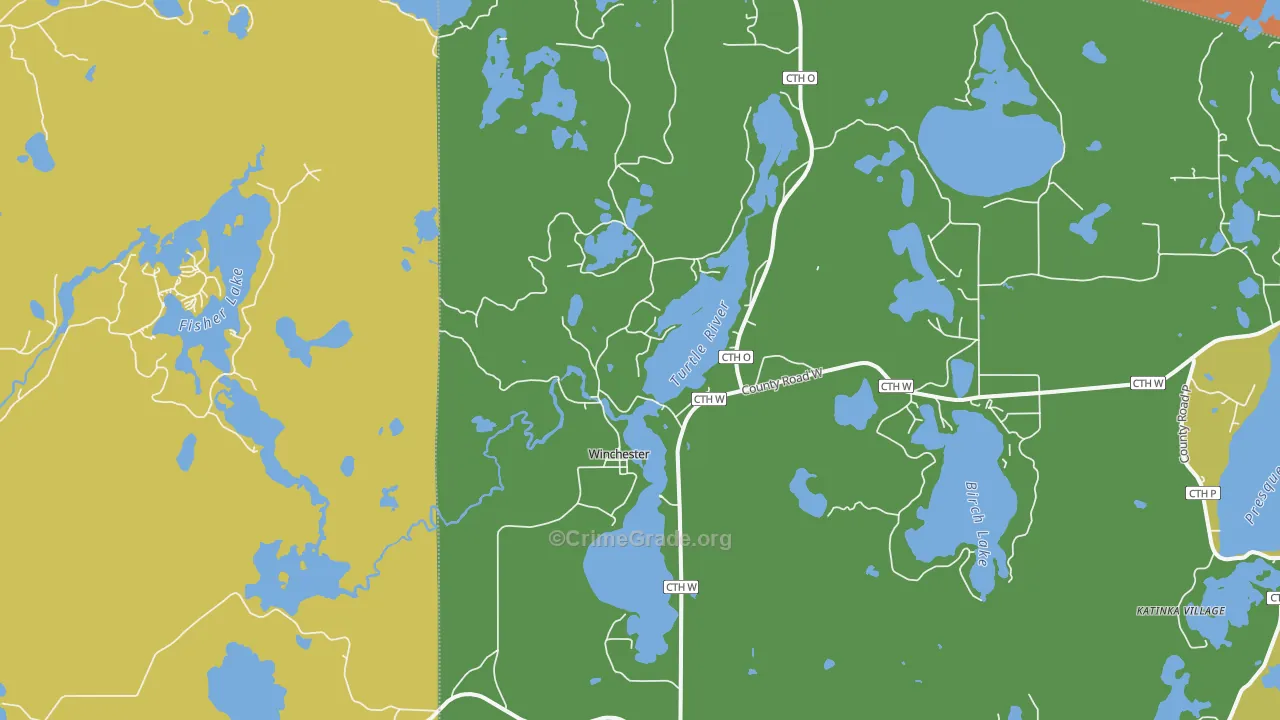 Winchester, WI Map of Murder Rates