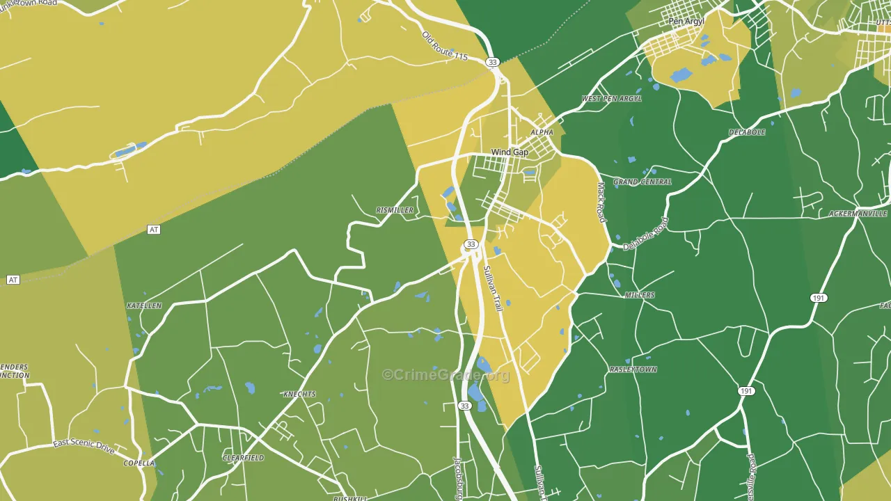 Wind Gap, PA Map of Murder Rates
