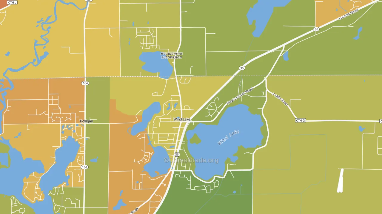 Wind Lake, WI Map of Murder Rates