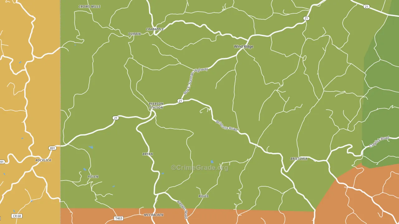 Wind Ridge, PA Map of Murder Rates