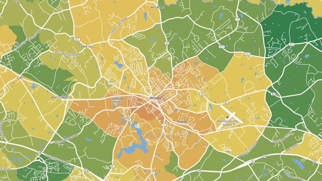 Winder, GA Map of Murder Rates