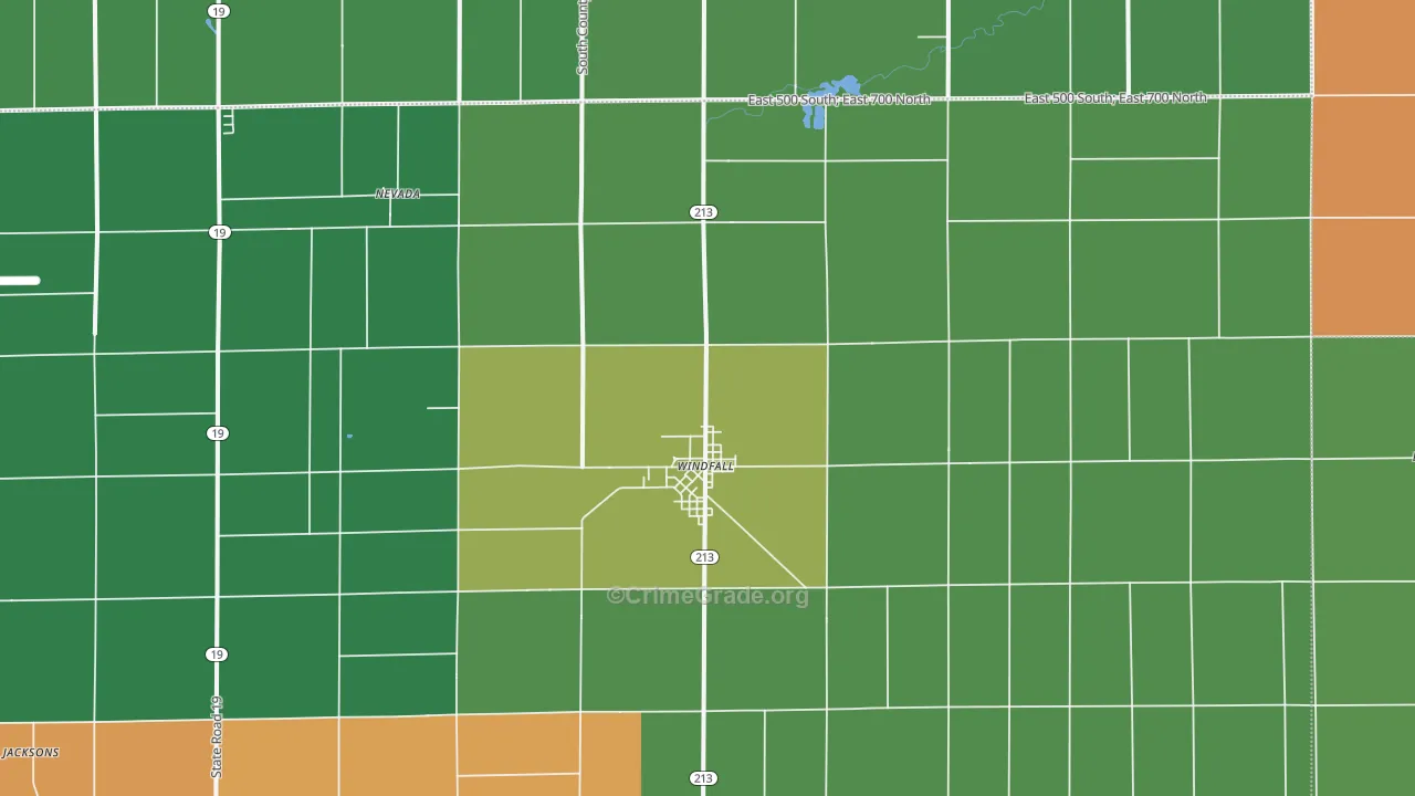 Windfall, IN Map of Murder Rates