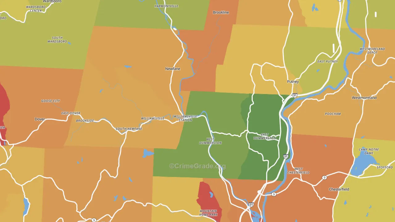 Windham County, VT Map of Murder Rates