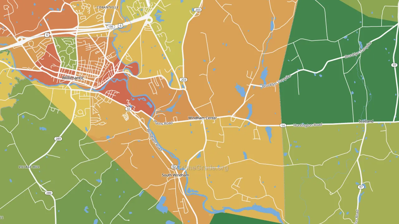 Windham, CT Map of Murder Rates