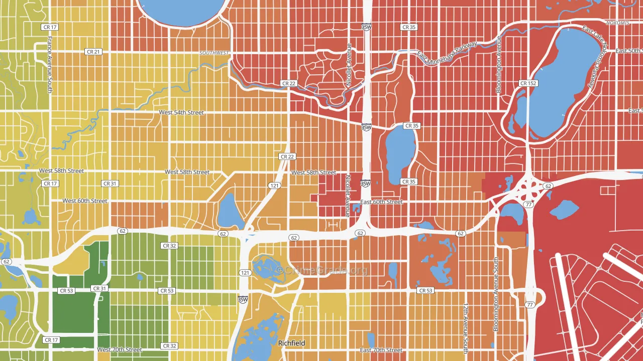Windom, Minneapolis, MN Map of Murder Rates