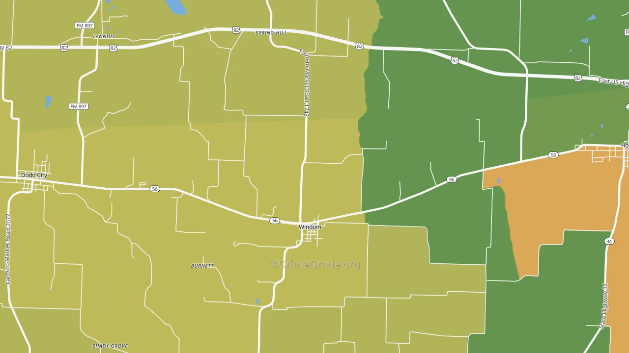 Windom, TX Map of Murder Rates