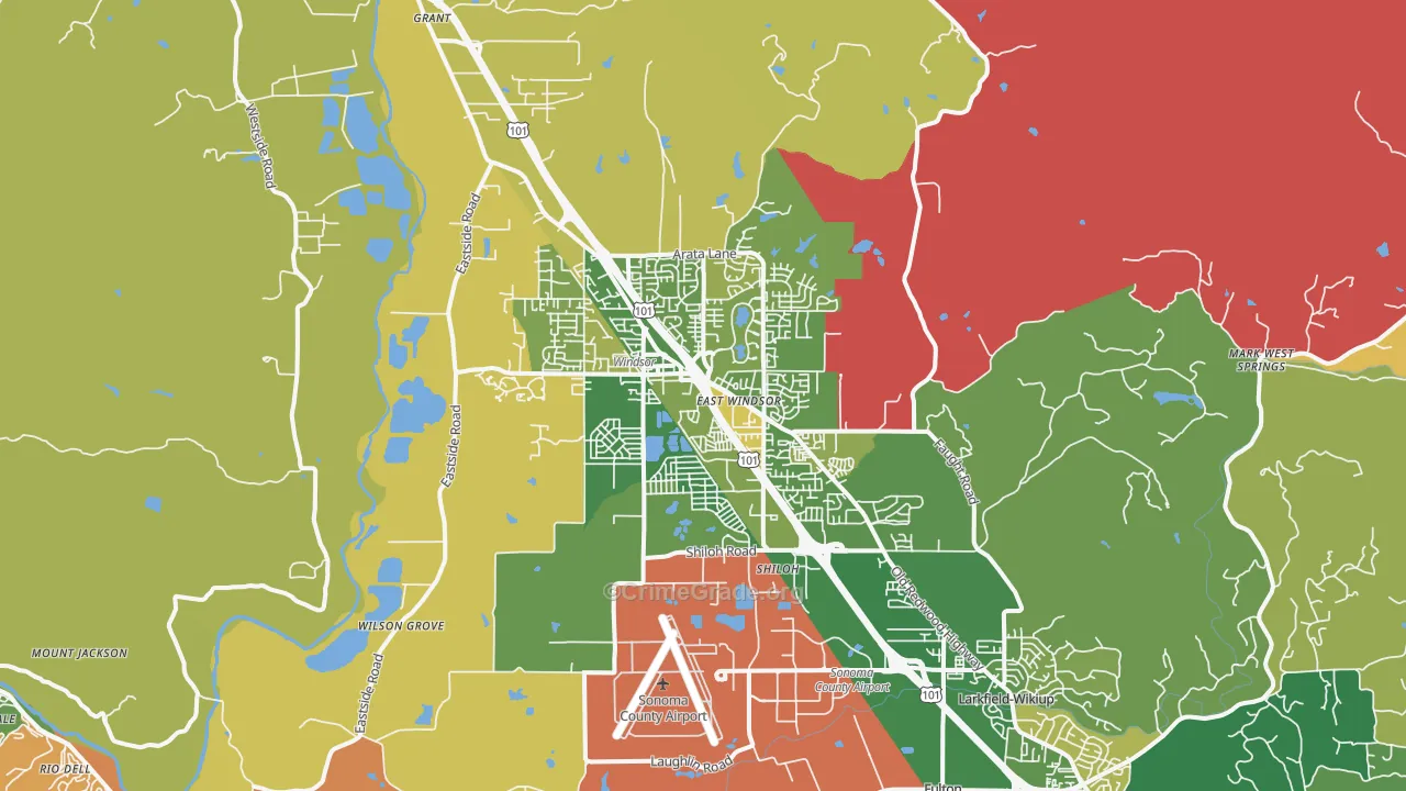 Windsor, CA Map of Murder Rates