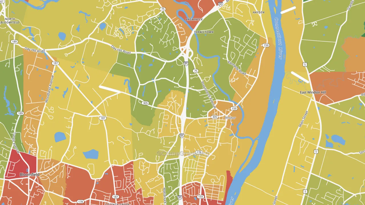 Windsor, CT Map of Murder Rates