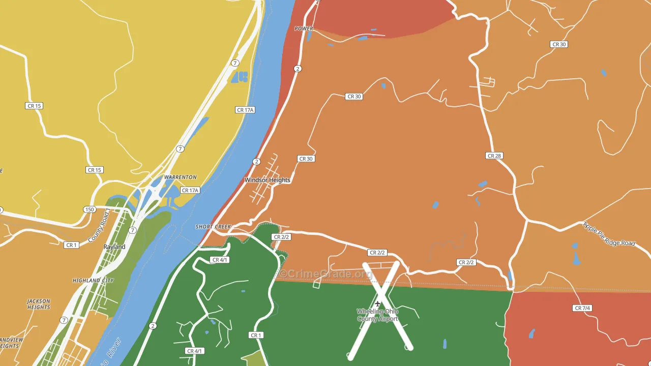 Windsor Heights, WV Map of Murder Rates