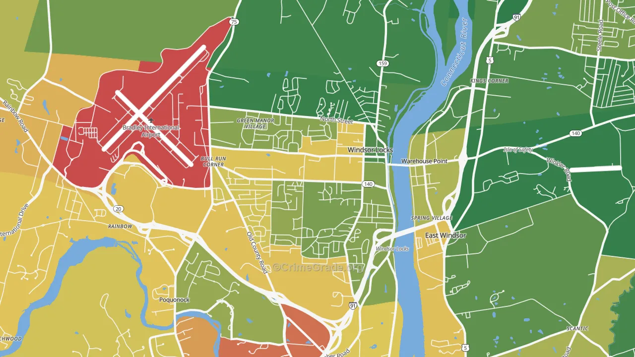 Windsor Locks, CT Map of Murder Rates