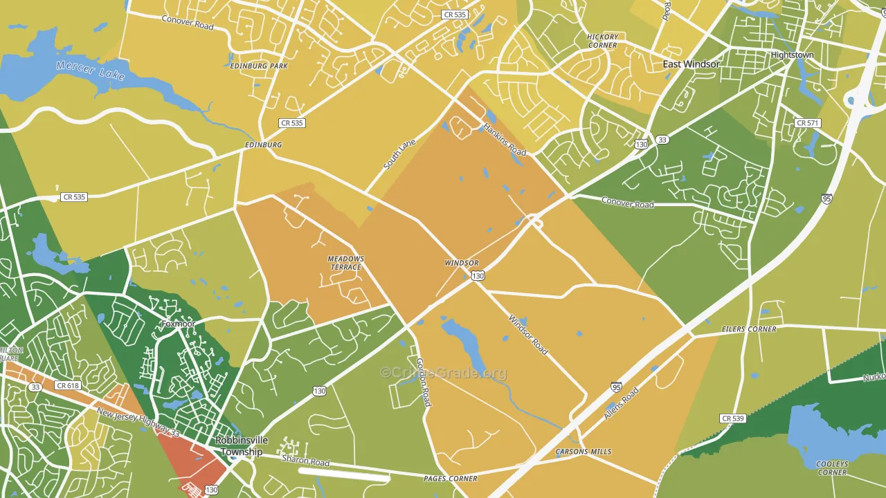 Windsor, NJ Map of Murder Rates