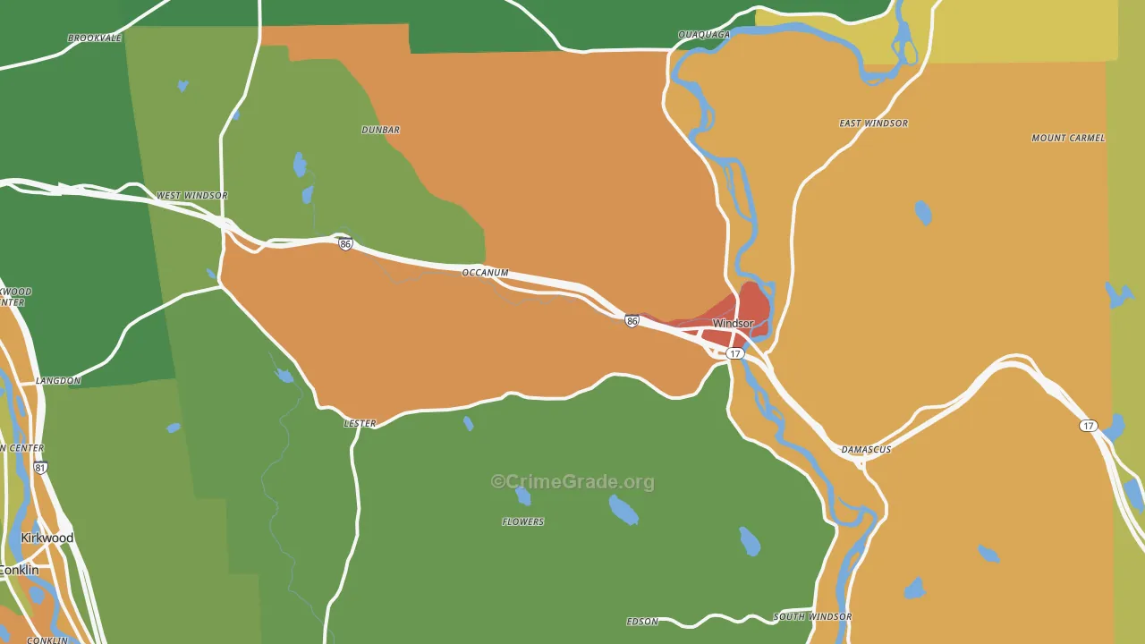 Windsor, NY Map of Murder Rates